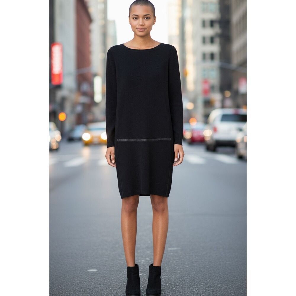 COS Timeless Black 100% Wool Minimalist Chic Mini Dress Women's Medium